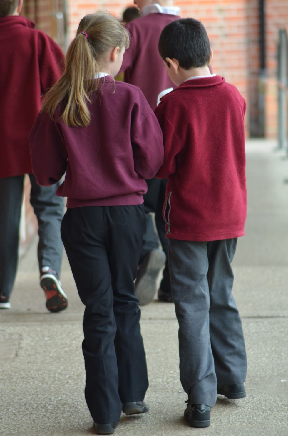 maroon school pinafore